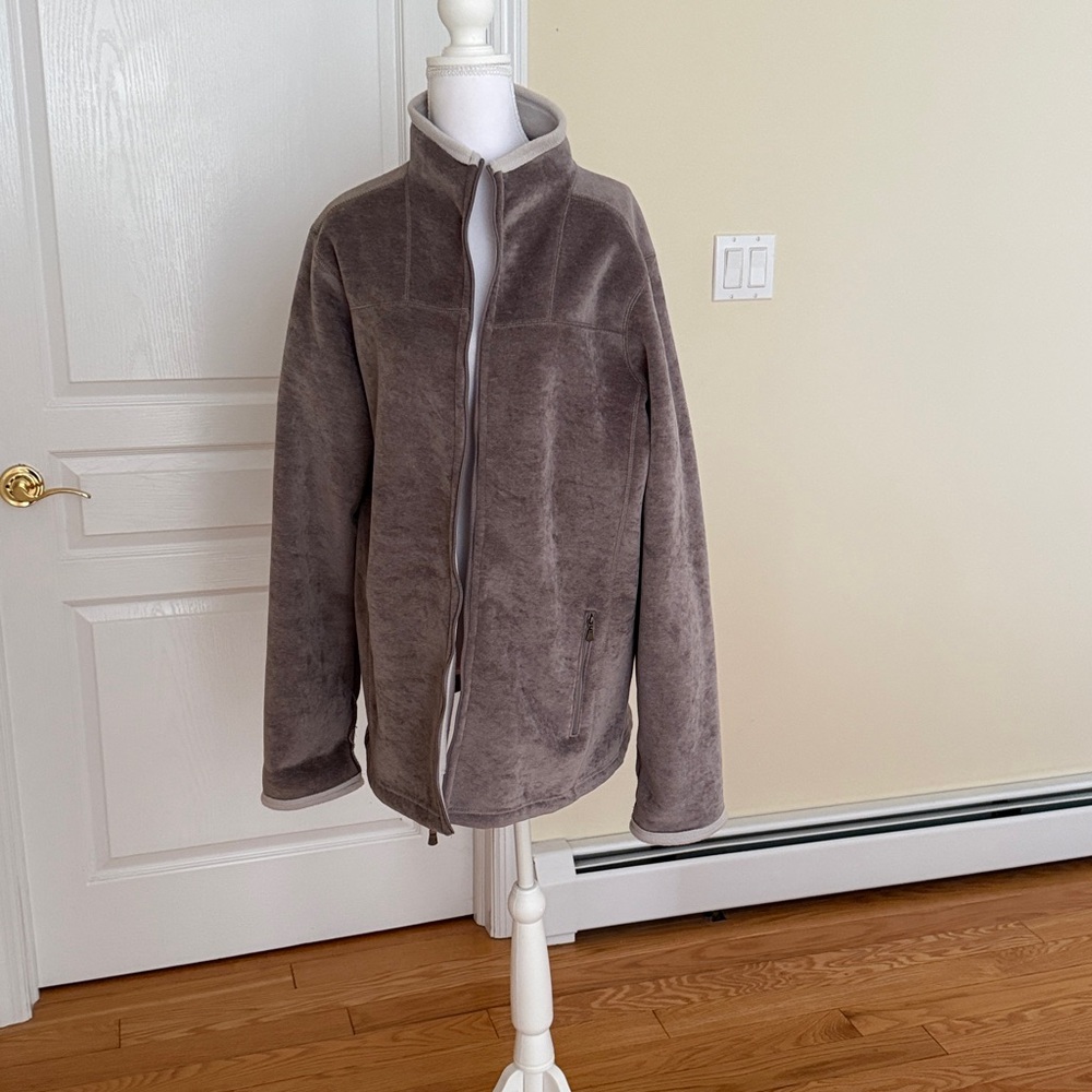 Carole Little Taupe Zip-Up Velour Lined Jacket